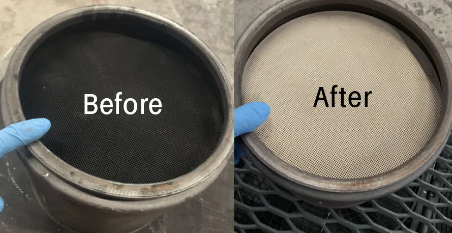 DPF filter before and after professional cleaning